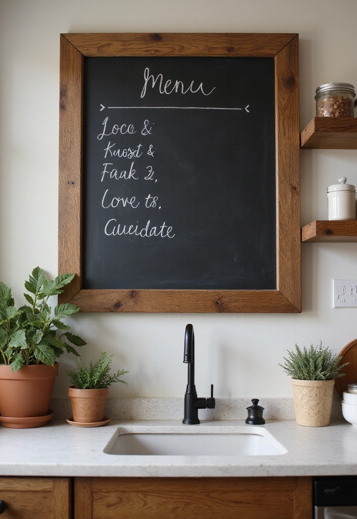 23 Farmhouse Kitchen Decor Ideas That Will Transform Your Space into a Cozy Retreat! - 10. Chalkboard Decor