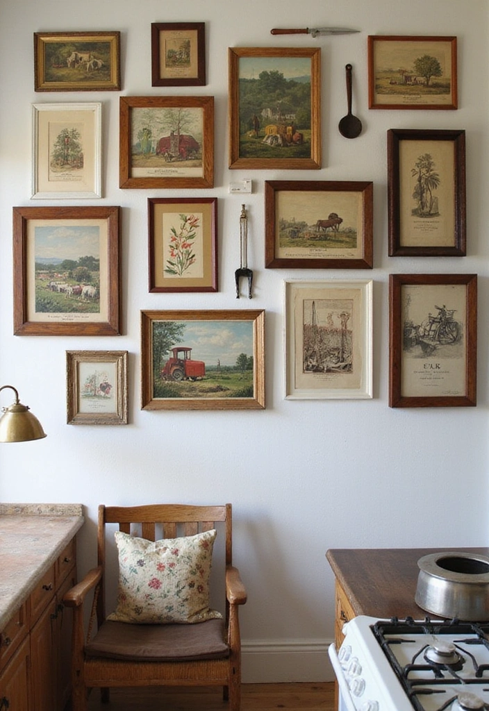 23 Farmhouse Kitchen Decor Ideas That Will Transform Your Space into a Cozy Retreat! - 12. Vintage Wall Art