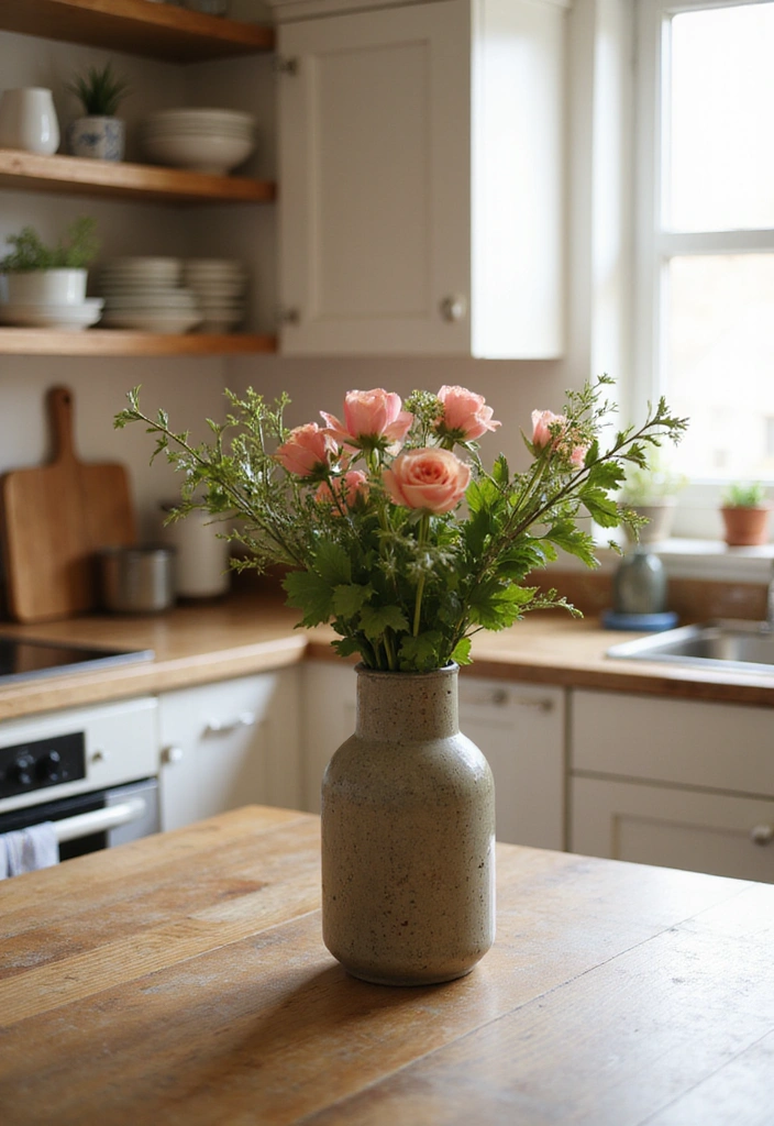 23 Farmhouse Kitchen Decor Ideas That Will Transform Your Space into a Cozy Retreat! - 22. Fresh Flowers