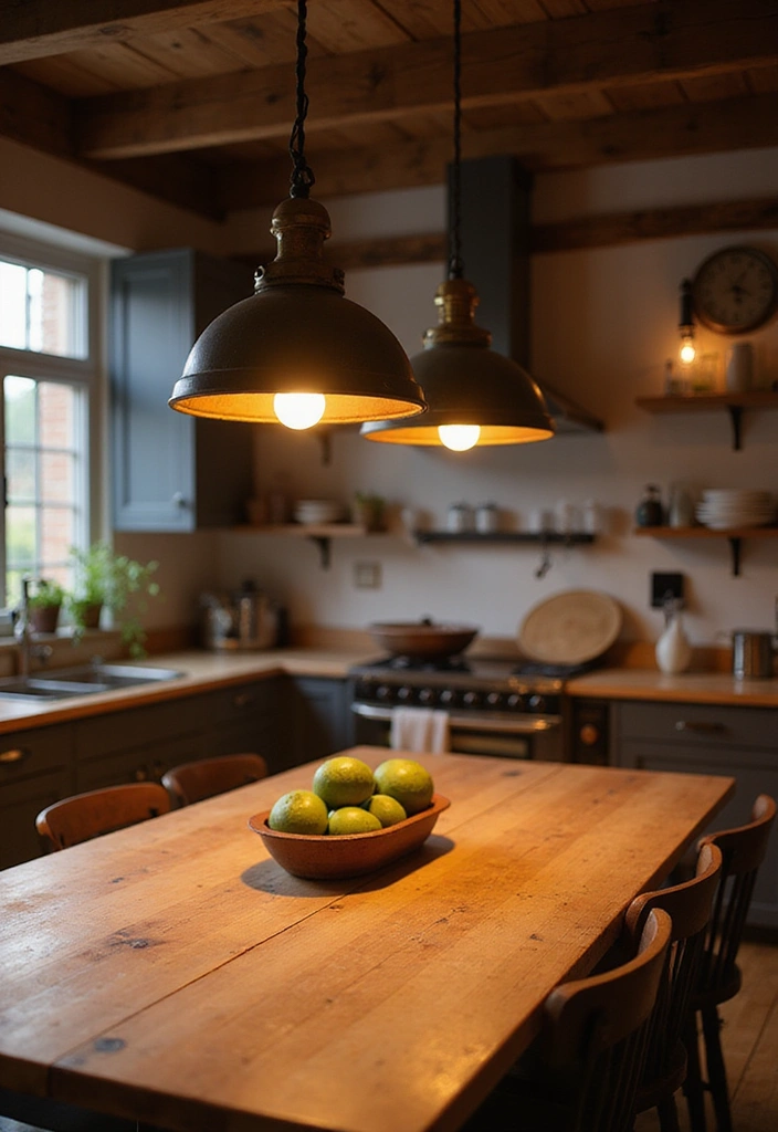 23 Farmhouse Kitchen Decor Ideas That Will Transform Your Space into a Cozy Retreat! - 5. Rustic Lighting Fixtures