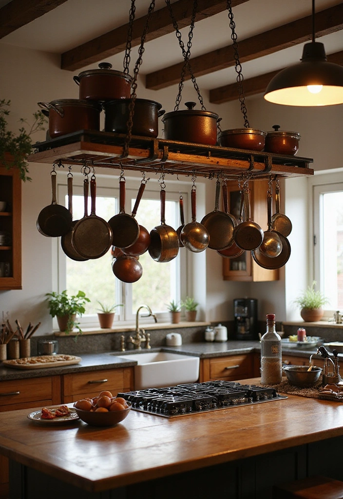 23 Farmhouse Kitchen Decor Ideas That Will Transform Your Space into a Cozy Retreat! - 8. Charming Cookware Displays