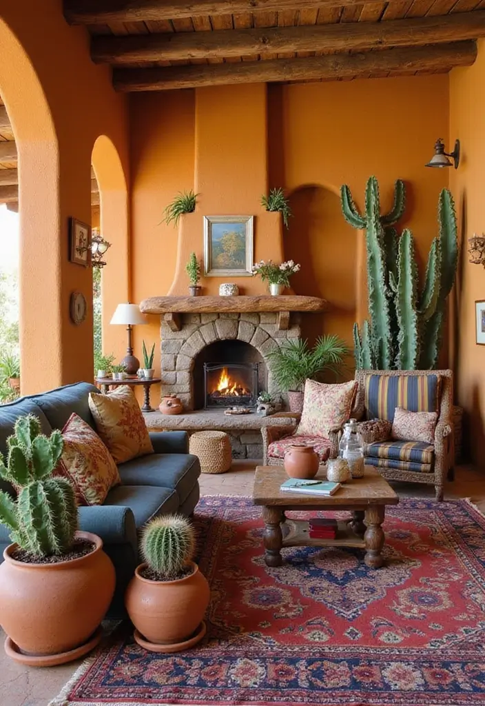 12 Stunning Wood Barndominium Living Room Ideas That'll Make You Wish You Lived Here! - 8. Southwestern Style Warmth