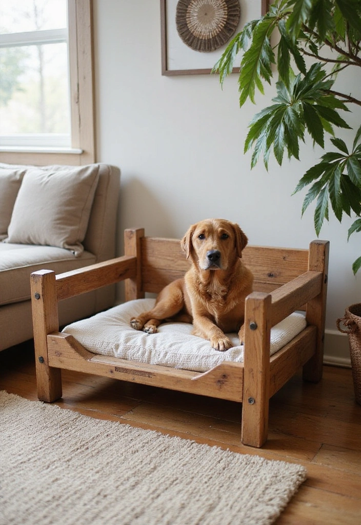 25 Rustic Wood Furniture Ideas That'll Make Your Home Feel Like a Cozy Retreat! - 12. Rustic Wood Pet Furniture