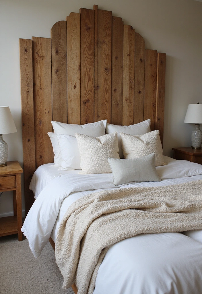 25 Rustic Wood Furniture Ideas That'll Make Your Home Feel Like a Cozy Retreat! - 19. Rustic Wood Headboard