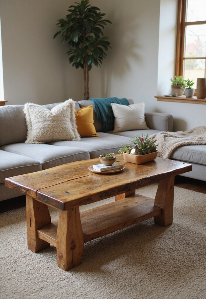 25 Rustic Wood Furniture Ideas That'll Make Your Home Feel Like a Cozy Retreat! - 2. Reclaimed Wood Coffee Table