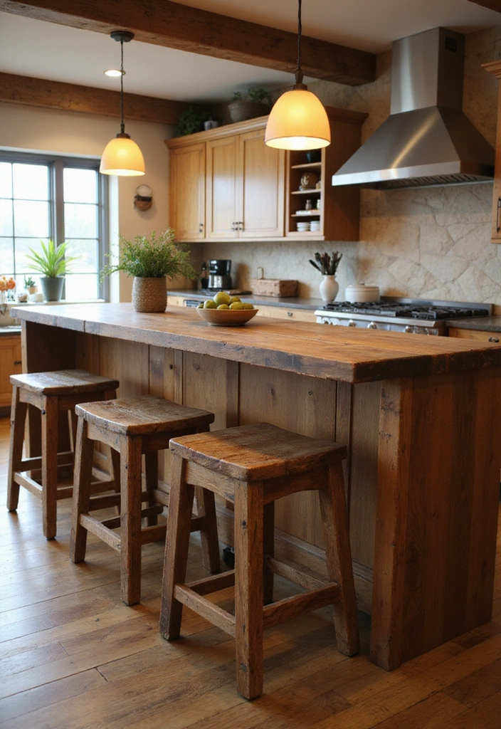 25 Rustic Wood Furniture Ideas That'll Make Your Home Feel Like a Cozy Retreat! - 20. Rustic Wood Bar Stools