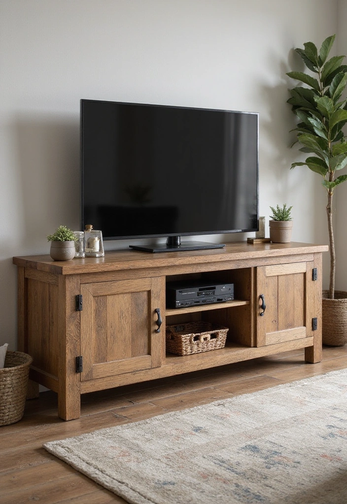 25 Rustic Wood Furniture Ideas That'll Make Your Home Feel Like a Cozy Retreat! - 8. Rustic Wood TV Stand