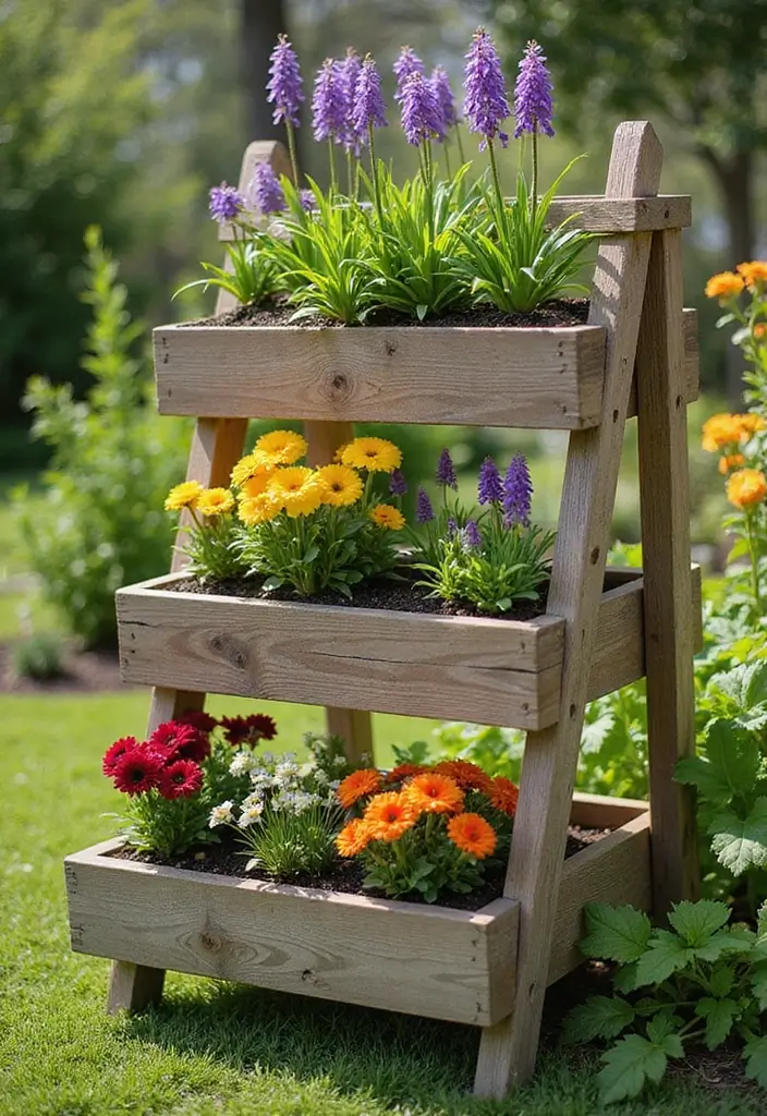 20 Rustic Wood Planters That Will Add Charm to Your Home (You Won't Believe #5!) - 12. Tiered Wooden Planters
