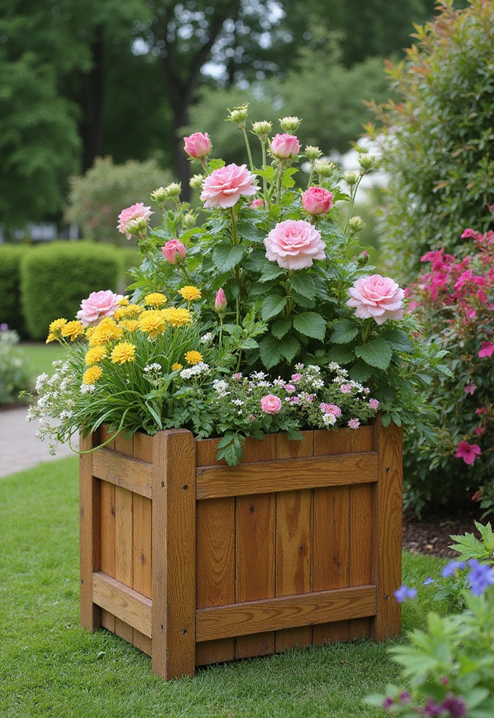 20 Rustic Wood Planters That Will Add Charm to Your Home (You Won't Believe #5!) - 14. Large Outdoor Wooden Planters