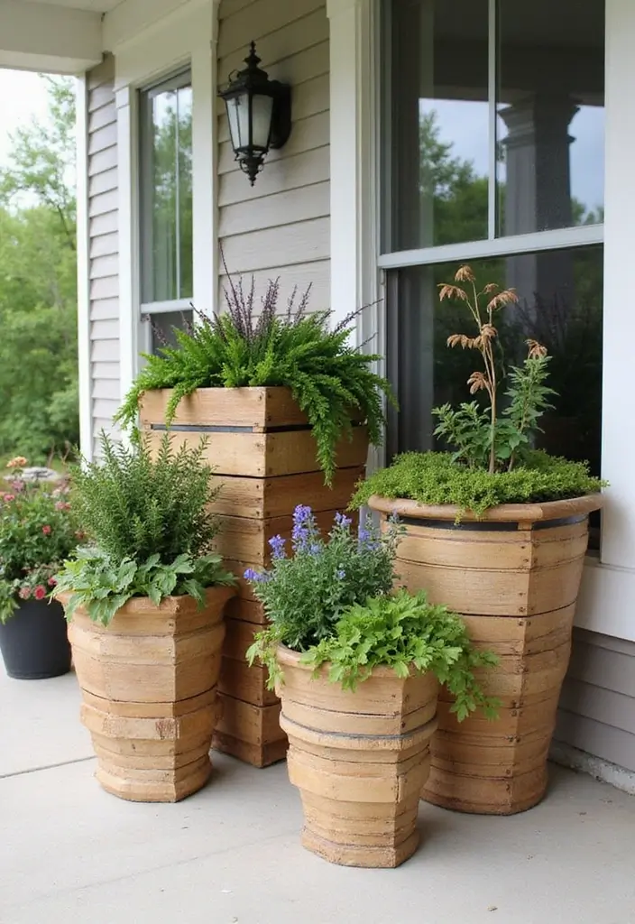 20 Rustic Wood Planters That Will Add Charm to Your Home (You Won't Believe #5!) - 20. Rustic Wooden Planter Sets