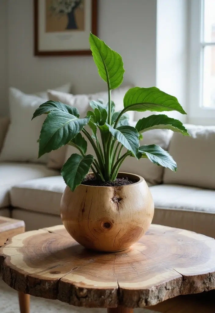 20 Rustic Wood Planters That Will Add Charm to Your Home (You Won't Believe #5!) - 5. Stunning Live Edge Planters