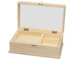 Unfinished Wood Jewelry Box with Mirror & Removable Compartments - Paintable! - Image 2