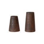 Set of 2 Distressed Brown Reclaimed Wood Vases by Creative Co-Op - Under $70 - Image 3