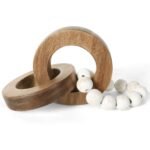 Oakrain Wood Chain Link Decor, Handmade Carved Knot Decor, Minimalist Home Décor Accents, Shelf Coffee Table Decor, Natural Boho Farmhouse Rustic Home Decor, Best Housewarming Gifts (8.86 inch)