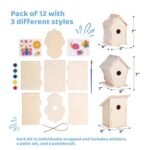 Neliblu DIY Wooden Bird House Kits - Arts & Crafts Set for All Ages - Unfinished Birdhouses with Paint, Brushes, Stickers & Strings - 3 Shapes, 2 Sizes - Image 3