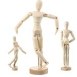 Sumind 3 Pieces Artist Wooden Mannequin Model Moveable Manikin with Stand Wood Drawing Jointed Mannequin for Home Decoration Office