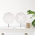 2-Pack Wooden Flower Medallion Sculptures by AXEARTE | Rustic Distressed White MDF Decor for Home, Office, Living Room, and Bedroom, Under $70 - Image 6