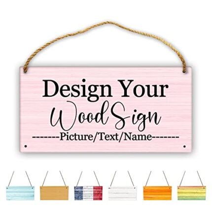 Personalized Rustic Wooden Sign, Custom Plaque Wall Hanging, Art Wood Board Sign for House, Customized Name Sign, Gifts for Family Members Teachers Friends 11.8x5.9 inch