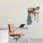 Solid Wood Key and Mail Organizer Wall Mount – 8 Hook Rack for Entryway, Hallway, or Bedroom (Burnt Brown) – Self-Adhesive or Drill Option - Image 7