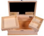 Unfinished Wood Jewelry Box with Mirror & Removable Compartments - Paintable! - Image 3