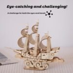 3D Wooden Puzzle Model Boat Kit by Suerte for Adults & Beginners - DIY Wooden Sailboat Assembly Gift Under $70 - Image 4