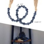 Rustic 32" Farmhouse Wooden Bead Garland with Tassel – Boho Table Decor in Blue - Image 6