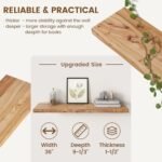 Set of 2 Rustic Elm Floating Shelves, 36"W x 9.2"D x 1.4"H, Live Edge Design with Invisible Bracket for Wall Mounting, Ideal for Living Room, Bedroom, Kitchen, or Bathroom Decor - Image 3