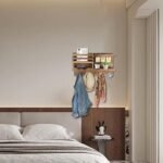 Solid Wood Key and Mail Organizer Wall Mount – 8 Hook Rack for Entryway, Hallway, or Bedroom (Burnt Brown) – Self-Adhesive or Drill Option - Image 6
