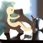 ISHINE Eco-Friendly Handmade Wood Sculptures: Sitting Man & Dog Statue – Creative Décor for Home or Office Gift (Under $70) - Image 6