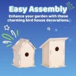 Neliblu DIY Wooden Bird House Kits - Arts & Crafts Set for All Ages - Unfinished Birdhouses with Paint, Brushes, Stickers & Strings - 3 Shapes, 2 Sizes - Image 5