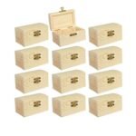 12 Pieces Small Wooden box Unfinished Wood Treasure Boxes with Lid for DIY Crafts (3.5 x 2.1 x 1.9 In)