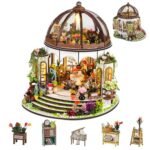 DIY Miniature House Kit,Mini Green Garden House Building Kit with Furnitures & LED,Tiny House Dollhouse Kit for Adults Teens Hobby,3D Wood Arts Crafts Model Kit,Plant Lover Home Decor Birthday Gifts
