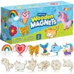 JOYIN 12 pcs Fantasy Wooden Magnets, Kids Unicorn Painting Craft, Spring and Rainy Day Activities School Art Projects, Toys for Kids Aged 3+ Birthday Easter