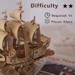 3D Wooden Puzzle Model Boat Kit by Suerte for Adults & Beginners - DIY Wooden Sailboat Assembly Gift Under $70 - Image 2