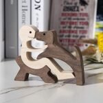ISHINE Eco-Friendly Handmade Wood Sculptures: Sitting Man & Dog Statue – Creative Décor for Home or Office Gift (Under $70) - Image 5