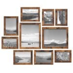 SONGMICS Picture Frames, Collage Picture Frames Set of 10, Two 8x10, Four 5x7, Four 4x6, Photo Frame for Wall Gallery Decor, Table Display, Glass, Rustic Brown URPF010X01