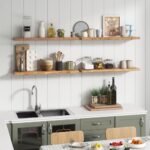 Set of 2 Rustic Elm Floating Shelves, 36"W x 9.2"D x 1.4"H, Live Edge Design with Invisible Bracket for Wall Mounting, Ideal for Living Room, Bedroom, Kitchen, or Bathroom Decor - Image 7