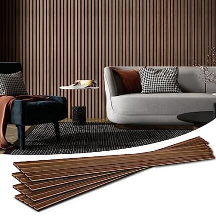 Art3d 4-Piece Wood Slat Acoustic Panels for Stylish Decor and Noise Reduction, 3D Textured Panel for Ceiling and Wall, Walnut