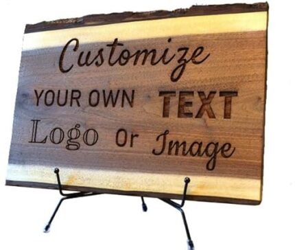 Personalized Walnut Live Edge Wood Sign Display Gift - Rustic Engraved Family Last Name Wedding Anniversary Housewarming Welcome Cabin House Door Awards Events Christmas Birthday (CUSTOMIZE YOUR OWN)