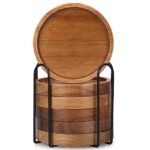6-Piece Acacia Wood Coaster Set with Holder – Stylish Rustic Coasters for Home, Kitchen, and Bar – Perfect for Drinks Under $70 - Image 5