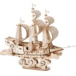 Suerte 3D Wooden Puzzle Model Boat Kit for Adults and Beginners - Assembly Wood Sailboat Ship Kit Home DIY Model Gifts