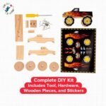 Little Jupiter DIY Wooden Kits with Stickers - STEM Building Toys for Kids Ages 4-7 - Wood Crafts (Monster Truck 1 & Race Car) - Under $70 - Image 5