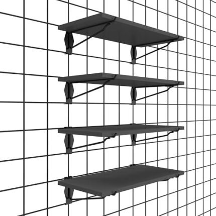HUHOLE Gridwall Shelves 4 Pack, 16"x 8" Wooden Grid Wall Shelves,12pc Gridwall Accessories for Garage, Craft Rooms, Retail Stores, and Office – 8 Inch Gridwall Shelf Ideal for Organized Display