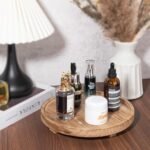 10" Round Wooden Tray - Farmhouse Decor for Bathroom or Kitchen, Ideal for Soap, Perfume, Candles & Sponges - Brown - Image 2