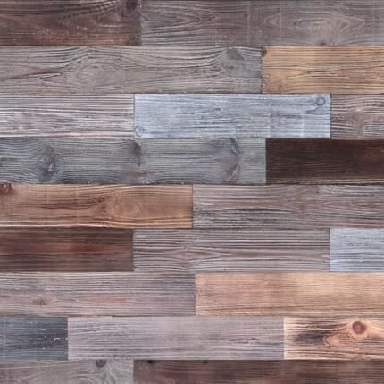 Holydecot Peel & Stick Real Wood Planks, Rustic Reclaimed Barn Wood Paneling, Brown Gray Combinations, 10.5 sq. ft