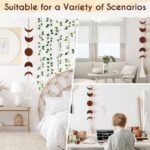 Boho Moon Phase Wall Hanging with Tassel - Wood Beaded Decor for Living Room, Bedroom, or Office (Brown) - Image 6