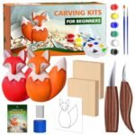 Wood Carving Kit for Beginners, Fox Theme Wood Whittling Kit for Adults and Kids Hobbies, Complete DIY Starter Kit with Step-by-Step Video Tutorials, Whittling Knife, Blocks, Paints, Carbon Paper