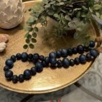 Rustic 32" Farmhouse Wooden Bead Garland with Tassel – Boho Table Decor in Blue - Image 5