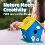 Neliblu DIY Wooden Bird House Kits - Arts & Crafts Set for All Ages - Unfinished Birdhouses with Paint, Brushes, Stickers & Strings - 3 Shapes, 2 Sizes - Image 4