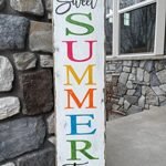 Sweet Summer Time Sign Hand Painted Wood Sign Summer Sign Front Door Vertical Sign Outside Patio Sign Summer Decor Wood Signs, Rustic Wood Signs, Funny Wood Signs,Decorative Plaques,Wall Art,4x16 Inch